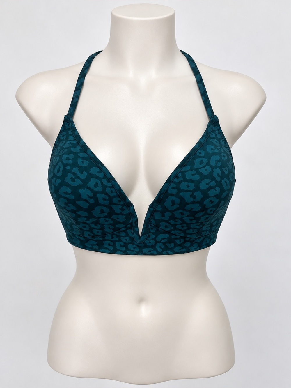 SHADE & SHORE Teal Leopard Print Bikini Top size 34C